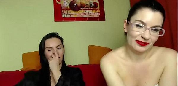  Lesbians fondling on private webcam show